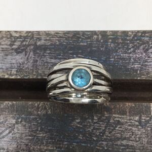 Franco P Blue Topaz 925 Thailand Sterling Silver Ring Sz 7